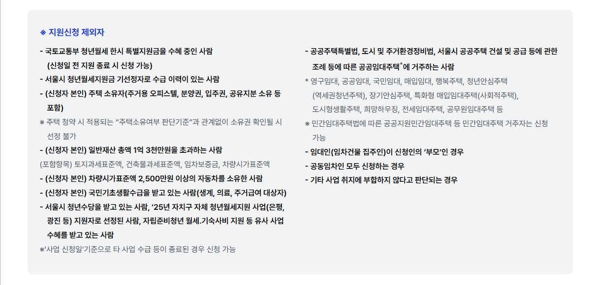 서울시 청년 월세 지원 신청