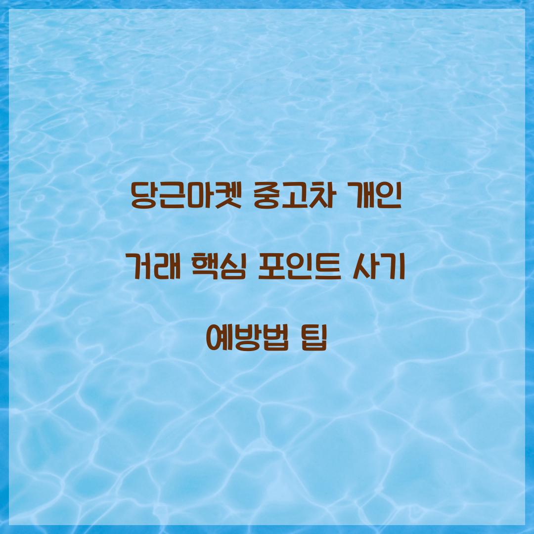 당근마켓 중고차 개인 거래