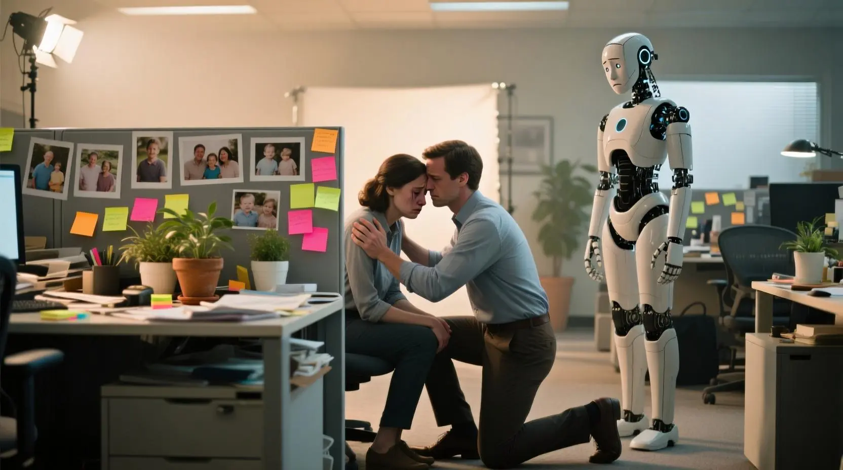 <img src="ai_emotion_limit_contrast.webp" alt="AI의 감정 모방과 인간 감정 사이의 본질적 차이를 사실적으로 표현한 이미지">