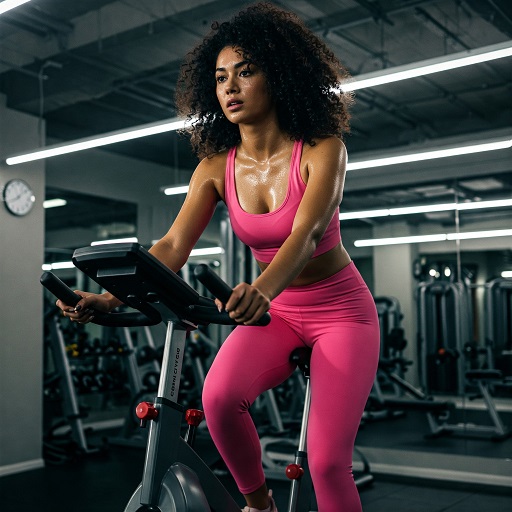 실내자전거를 타는 여성