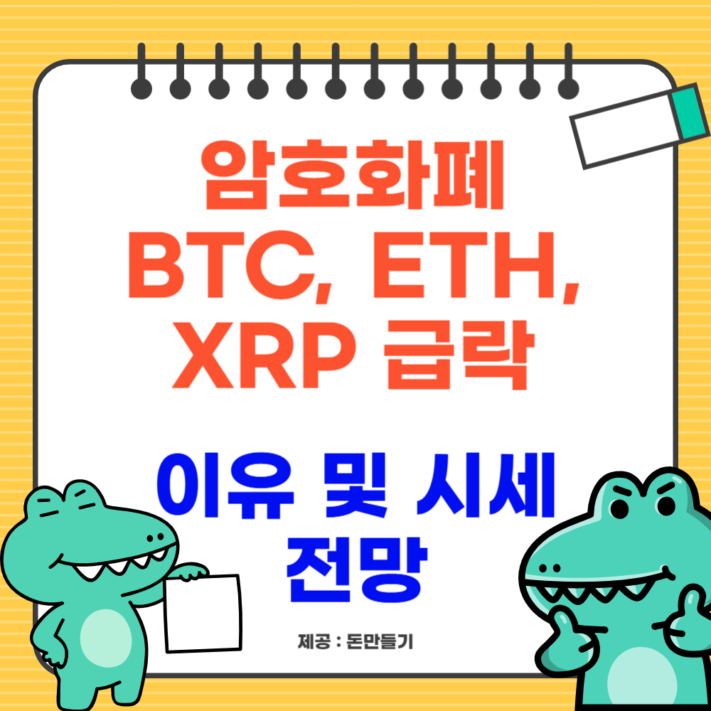 암호화폐 BTC, ETH, XRP 금락 이유 시세 전망