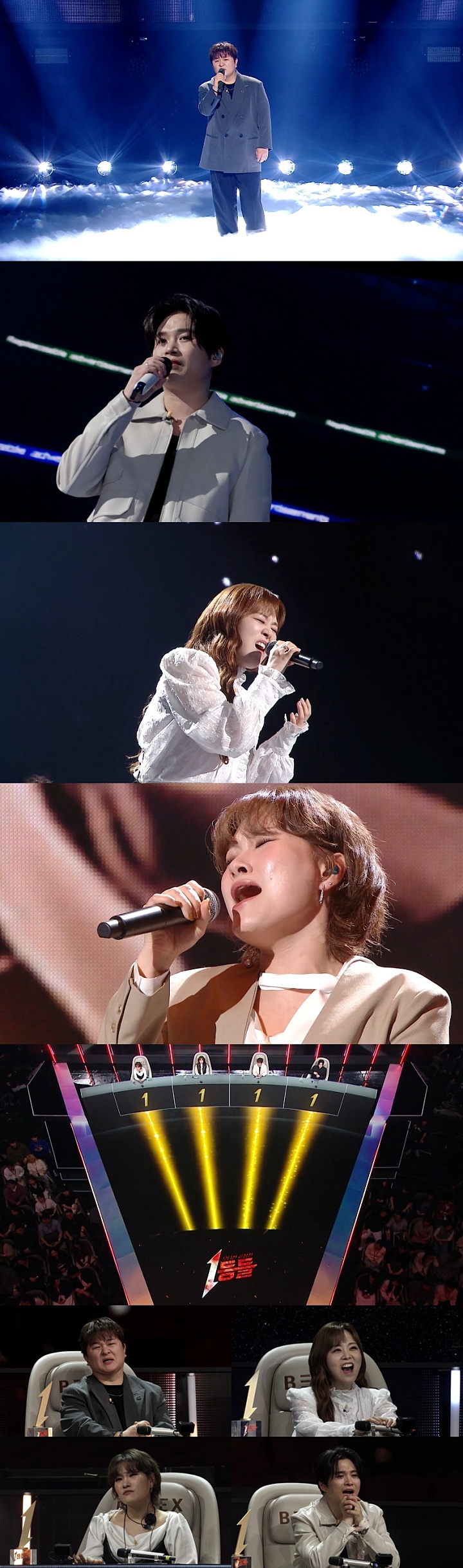 1등들 파이널에서 김기태 허각 이예준 손승연이 차례로 노래하는 무대 사진 모음