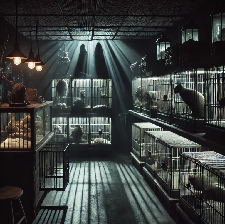 어두운 펫샵의 모습