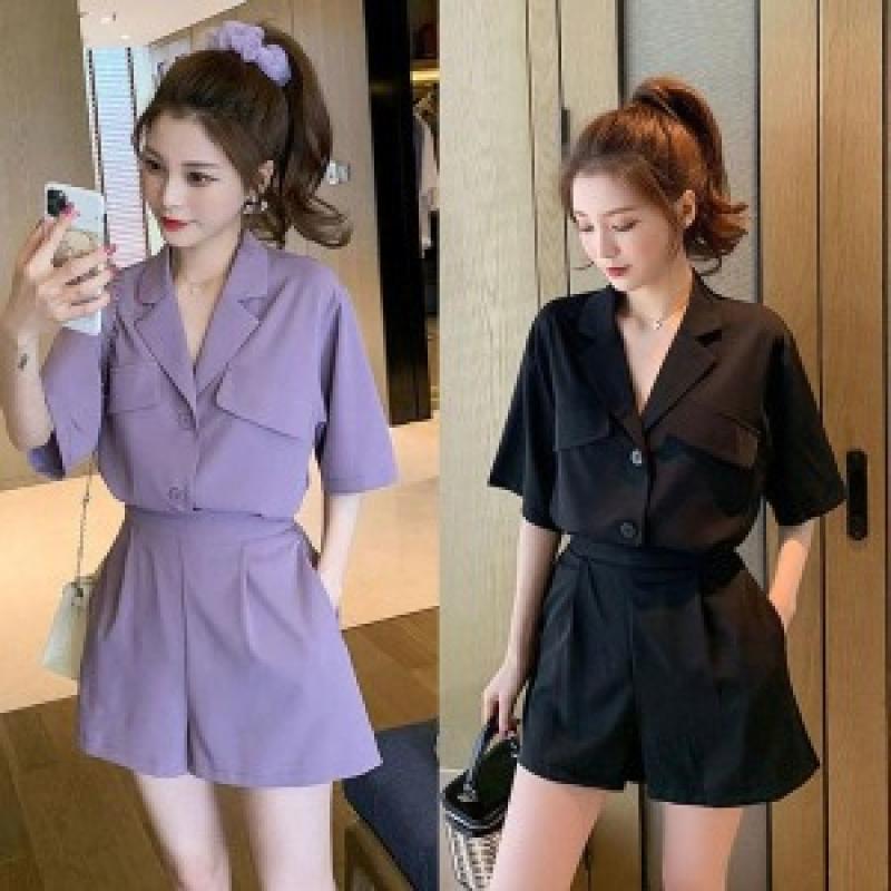 여름 여성 반팔 정장 자켓 반바지 세트