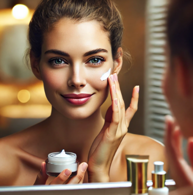 재생크림을 바르는 사진