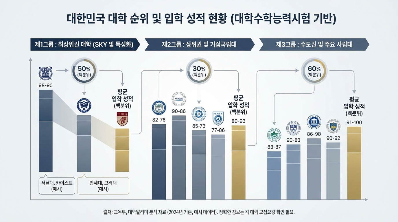 2026학년도 3월 모의고사 성적대별 인서울 및 수도권 주요 대학 배치 그룹