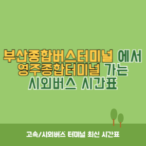 부산종합버스터미널에서 영주종합터미널 가는 시외버스 시간표 최신정보