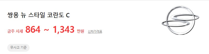 2017~2018년식 뉴 스타일 코란도C 중고차 시세