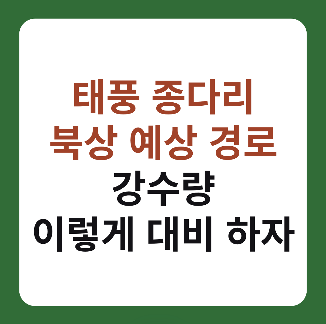태풍 종다리 북상 예상 경로 및 강수량 설명 이미지