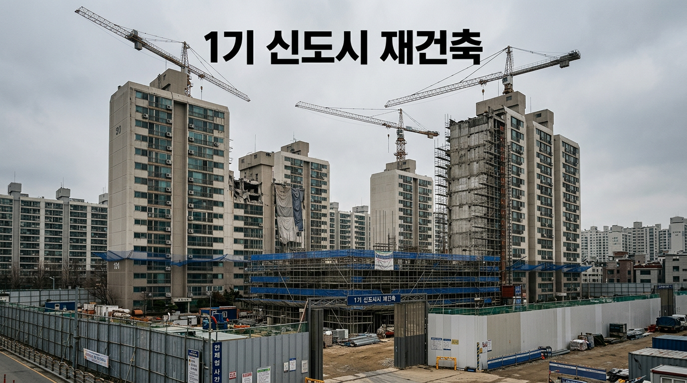 1기 신도시 재건축 현장을 보여주는 사진