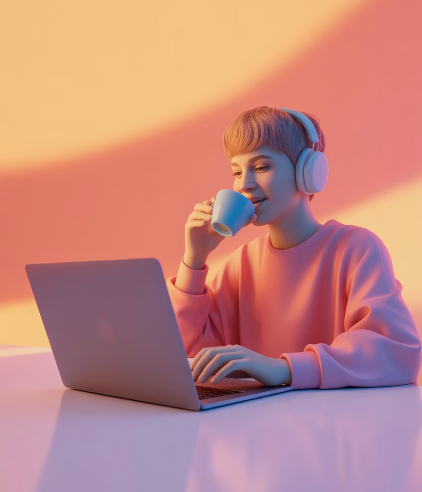 유튜브를 시청하는 사람 모습 예시 일러스트