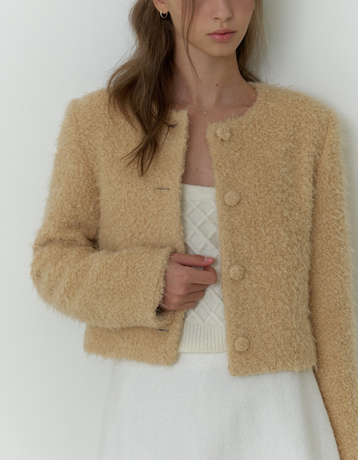 {자켓} 사랑을 처방해 드립니다 9회 :: 진세연(공주아) / 리엘 베이지 울 부클 트위드 자켓