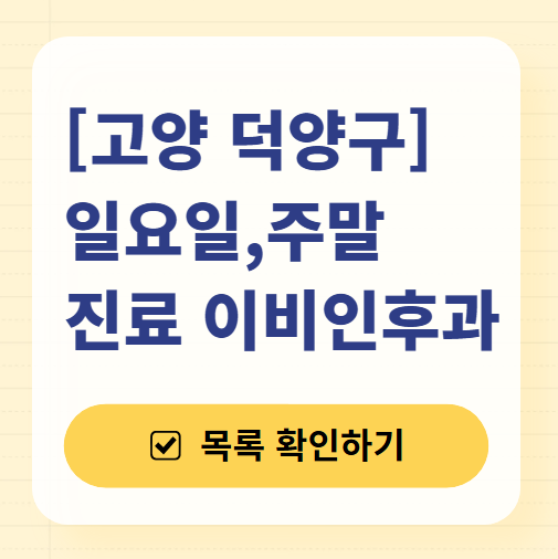 고양 덕양구 일요일 문 여는 이비인후과 목록 ❘ 토요일 공휴일 주말 진료 병원 찾기