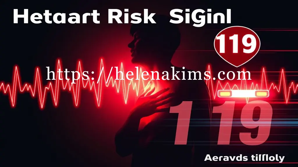 중앙에 고통스럽게 가슴을 부여잡거나 숨을 헐떡이는 사람의 실루엣이 빛나는 붉은색으로 표현된다. 실루엣 주위로 긴급 경고를 의미하는 섬광 효과와 함께, 삐뚤어진 심전도(ECG) 파형, 앰뷸런스 사이렌 불빛, '119' 또는 의료진 아이콘이 빠르게 스쳐 지나가는 듯한 역동적인 움직임으로 나타난다.