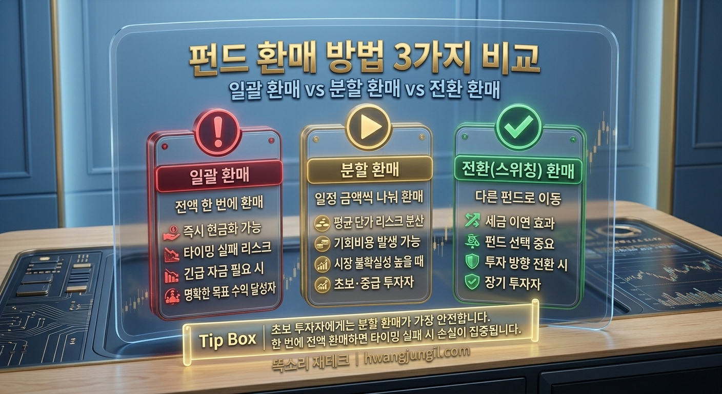 펀드 환매 방법 3가지 비교표