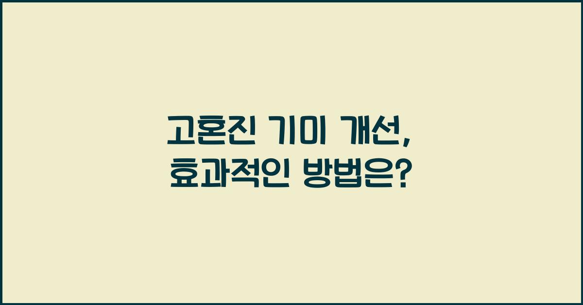 고혼진 기미 개선