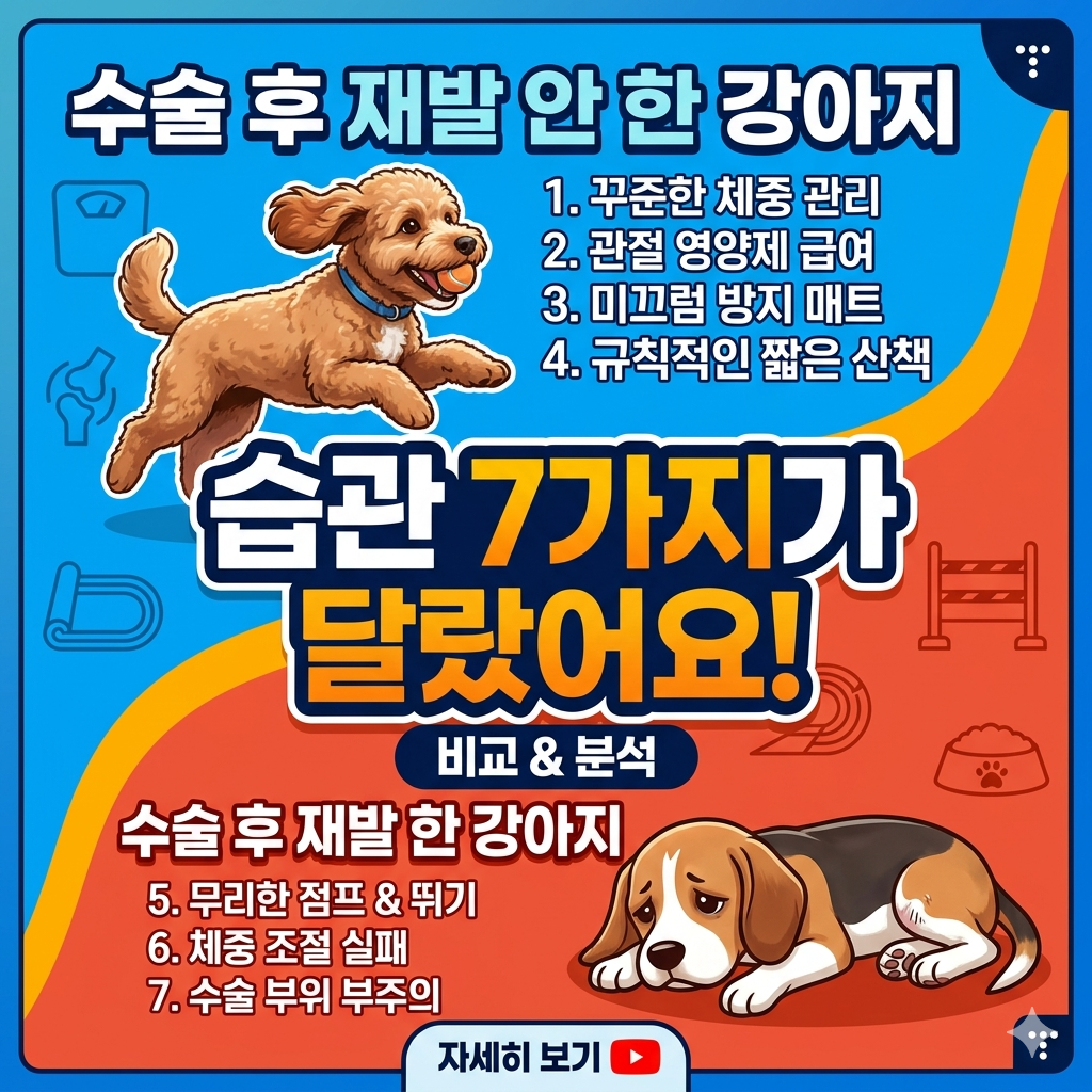 슬개골 탈구 재발한 강아지 vs 안 한 강아지, 습관 7가지가 달랐어요