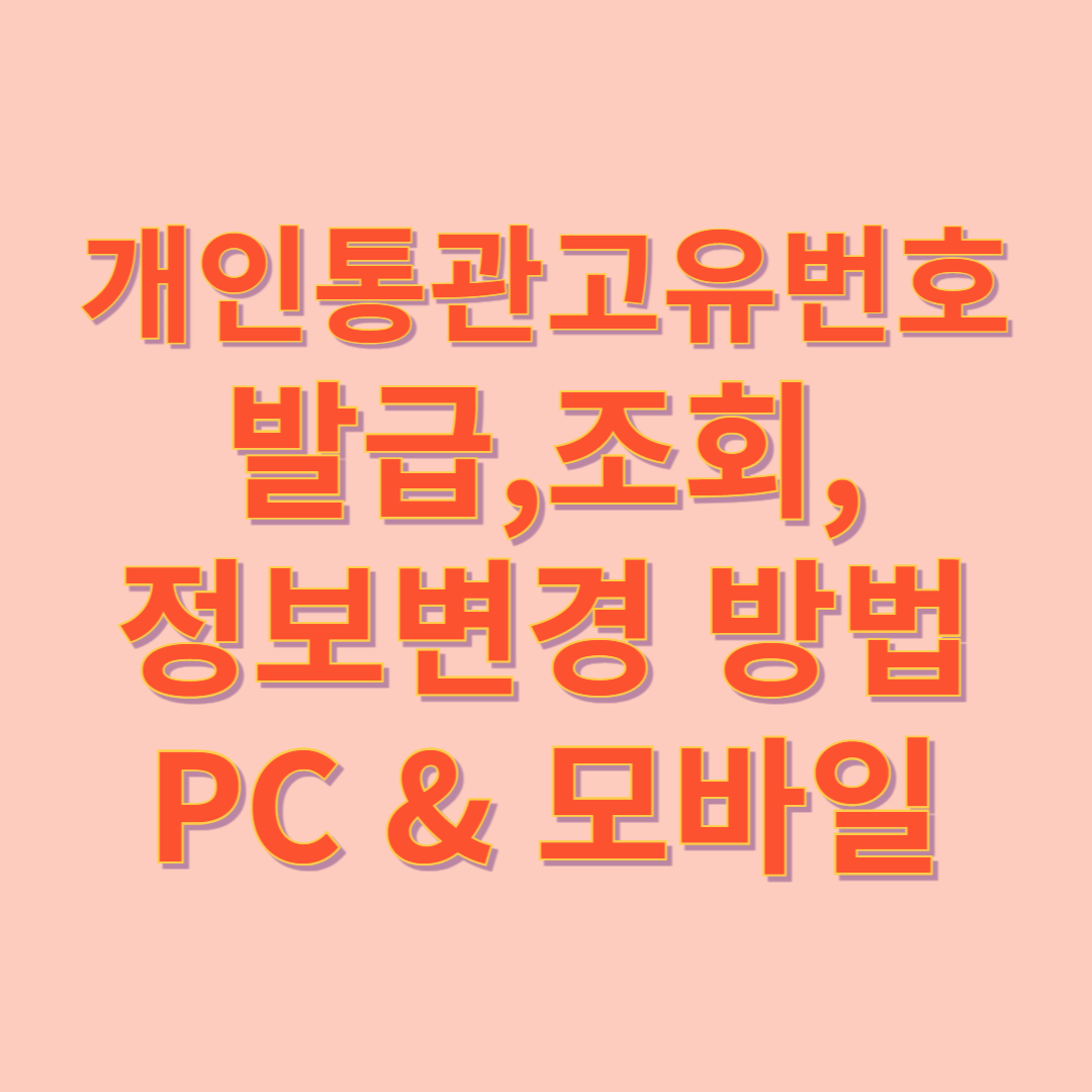 개인통관고유번호 PC,앱 발급,조회,정보변경 방법
