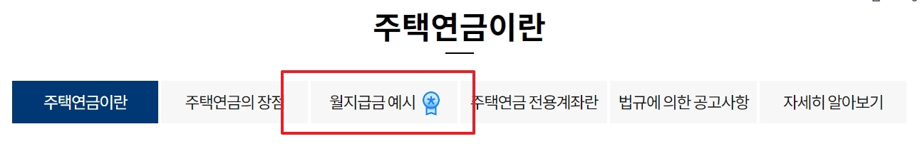 월지급금 예시 탭을 선택한 모습