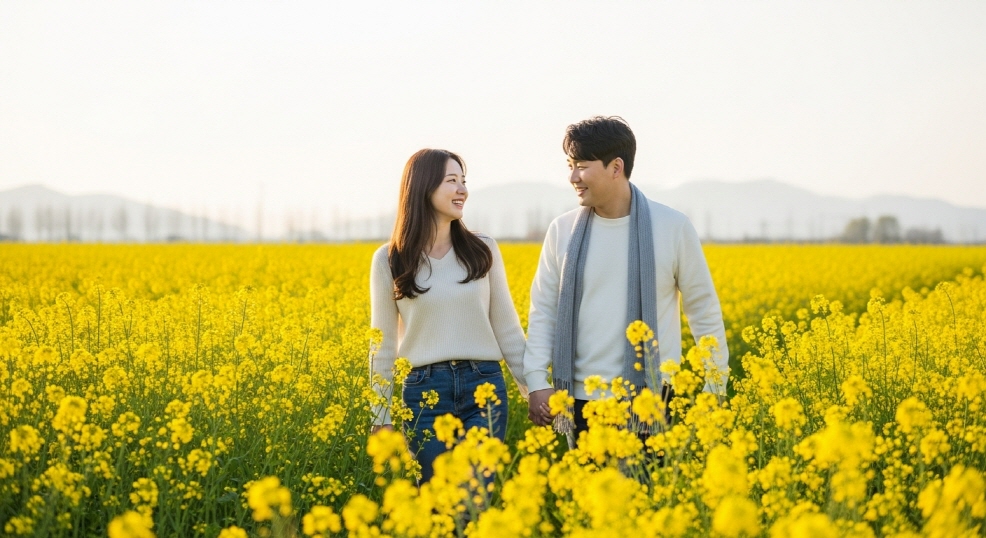 유채꽃밭 데이트