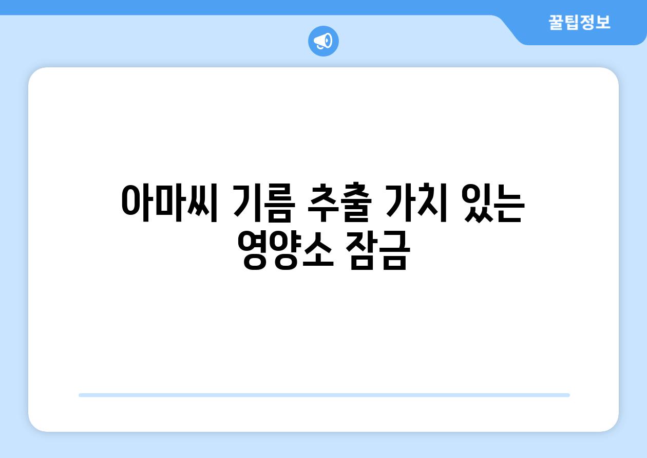 아마씨 기름 추출 가치 있는 영양소 잠금