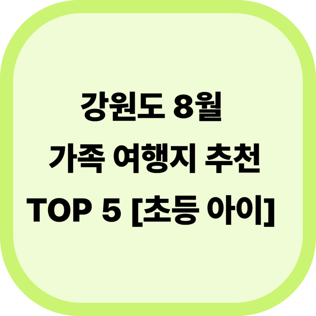 강원도 8월 가족 여행지 추천 TOP 5