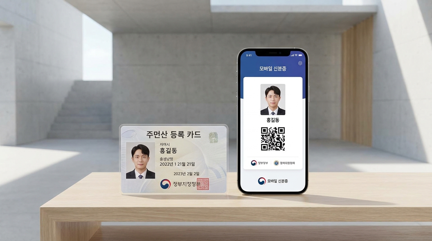 투표 시 필요한 실물 신분증과 모바일 신분증 예시
