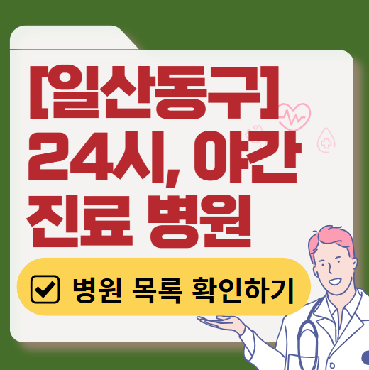 고양시 일산동구 야간 진료, 24시간 운영 병원 리스트 ❘ 저녁&middot;밤에도 진료하는 병원 총정리 ❘ 응급실 아니어도 진료 가능한 의원 목록 및 증상별 병원 찾기