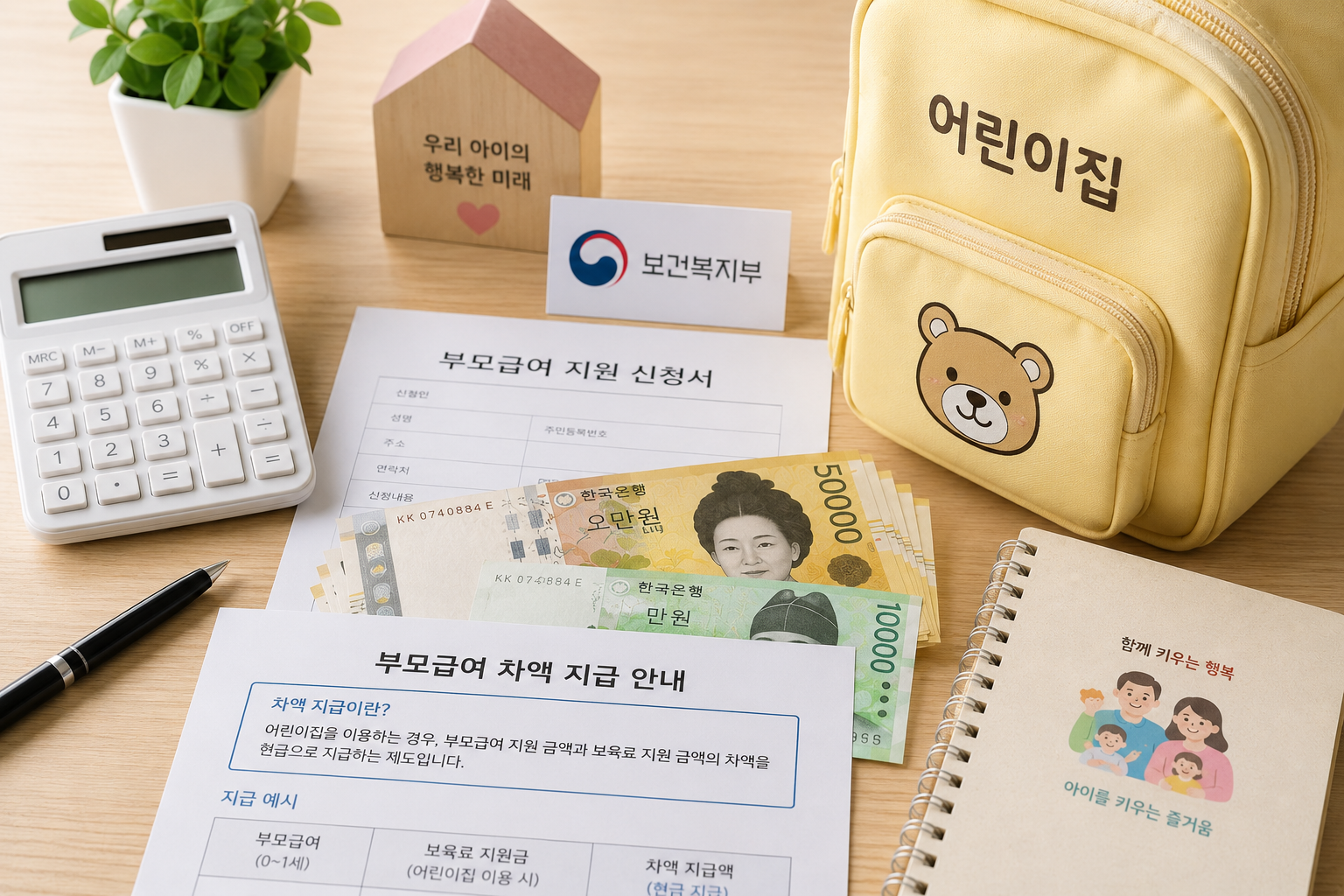 부모급여 어린이집 이용 시 실제 수령 금액을 설명하는 이미지
