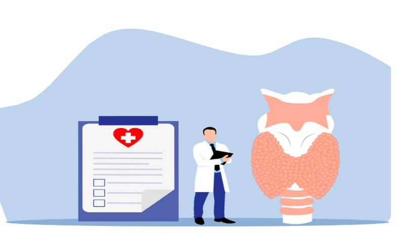 갑상선 기능 항진증에 대해 설명하는 남자 의사