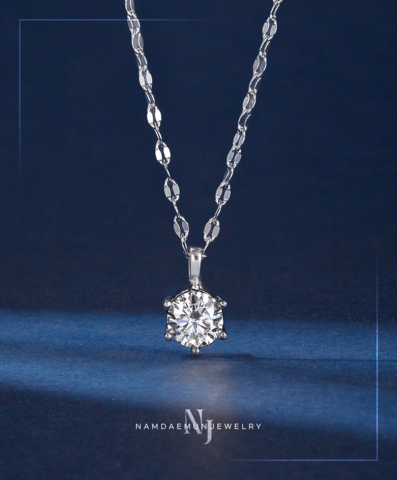 모이사나이트 1캐럿 목걸이 랩다이아의 반짝임, 나비체인 6프롱 목걸이 선물용으로 딱!