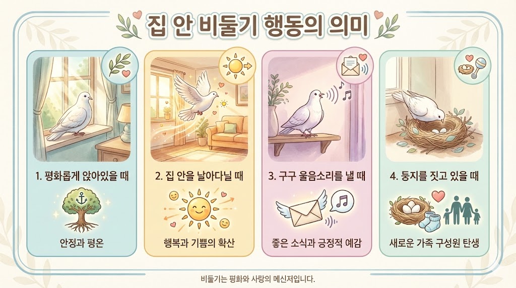 비둘기가 집에 들어오는 꿈 길몽? 평화 행복 태몽 해몽