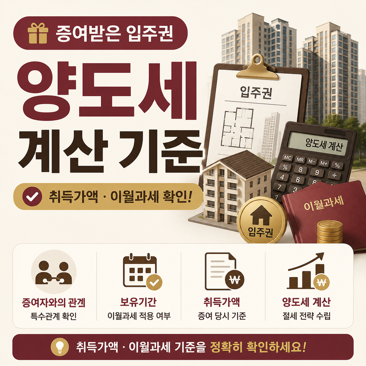 증여받은 입주권 양도세 계산 기준 안내 이미지