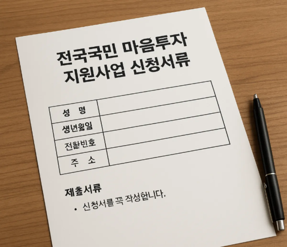 전국민 마음투자 지원사업 신청서류