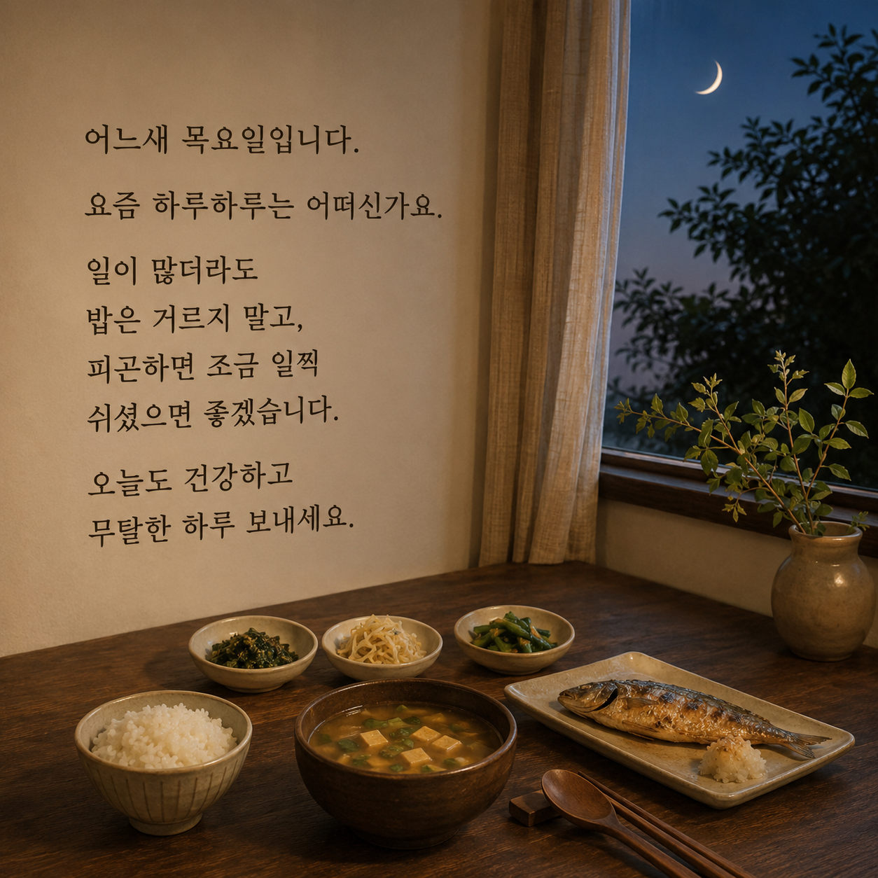 건강을 챙기며 무탈하게 보내라는 목요일 안부 인사말 이미지