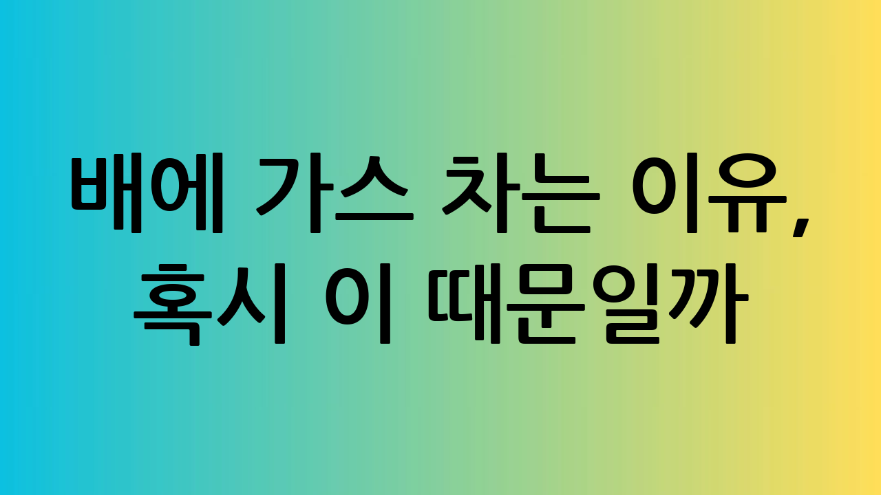 배에 가스 차는 이