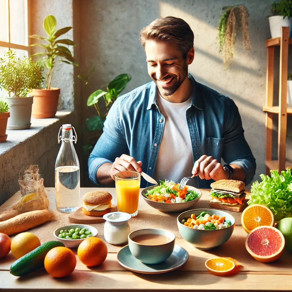 일상에서 면역력을 높이는 식단을 하고있는 이미지