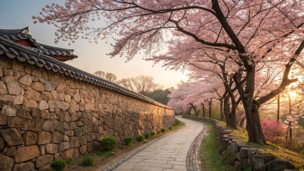 돌담길-벚꽃