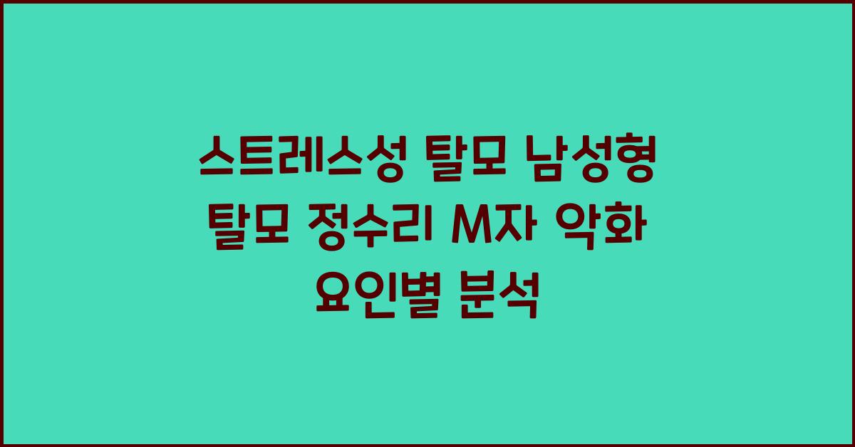 스트레스성 탈모 남성형 탈모 정수리 M자 악화시키는 요인