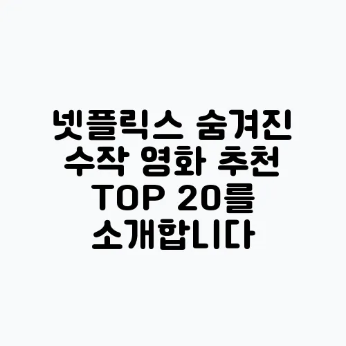 넷플릭스 숨겨진 수작 영화 추천 TOP 20를 소개합니다