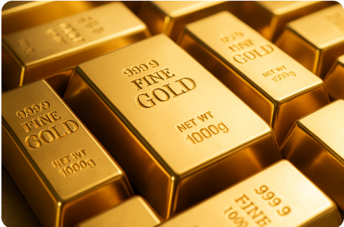 골드 바가 쌓여 있는 이미지