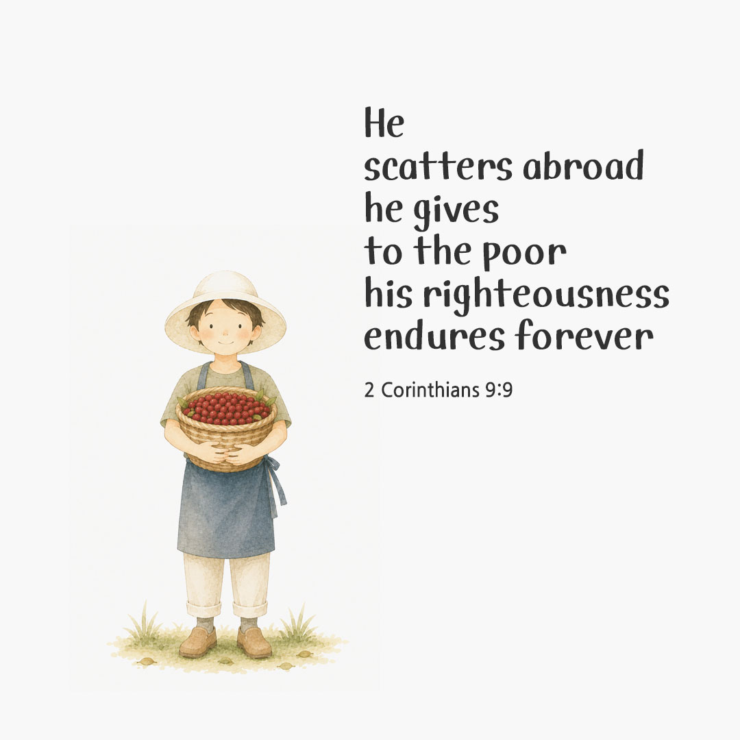 Today's Bible verse card 2 Corinthians 9:9 scripture image