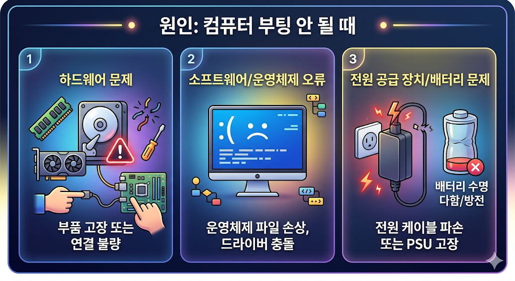 컴퓨터 부팅 안될 때 원인 TOP7