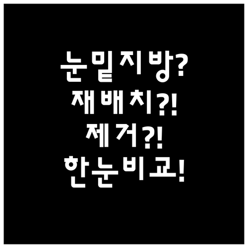 눈밑지방 재배치가 좋을까 제거가 좋을..