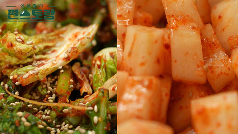 얼갈이배추로 만든 겉절이&참외로 만든 겉절이 이미지