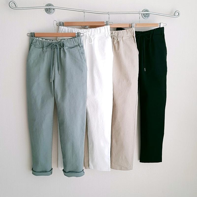 데일리 봄 여름 밴딩 배기바지 편한 일자 배기팬츠 빅사이즈 베이지