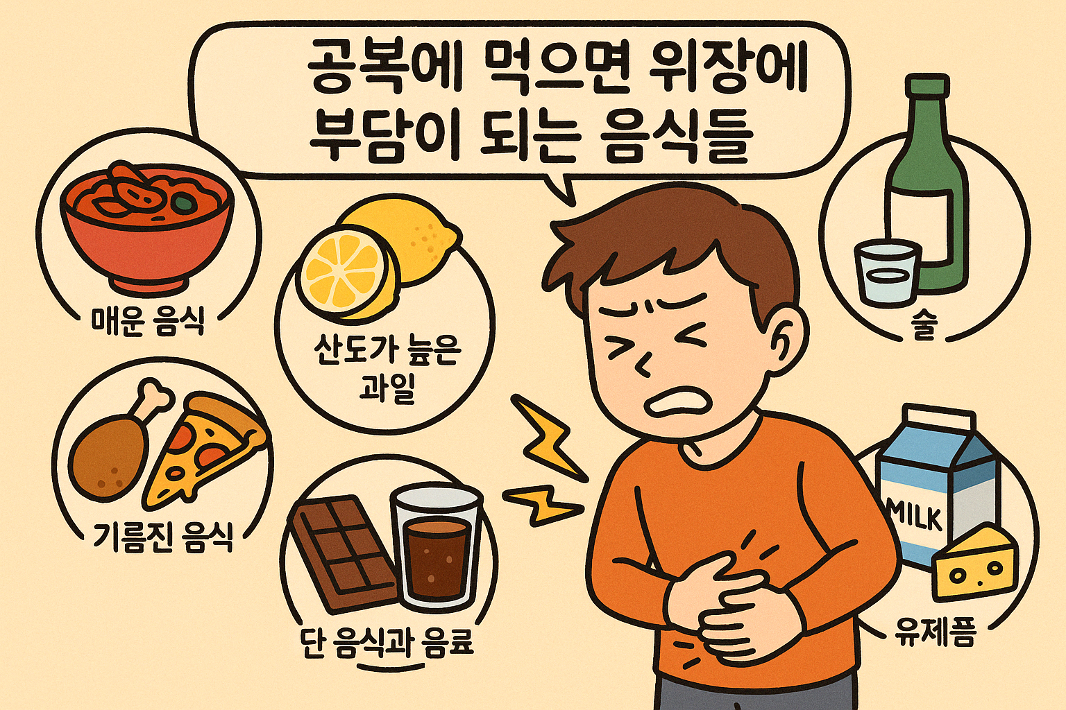 공복에 먹으면 안되는 음식들 이미지