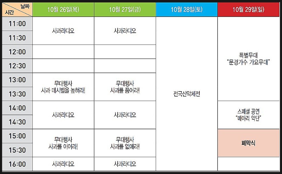  문경 사과 축제 일정