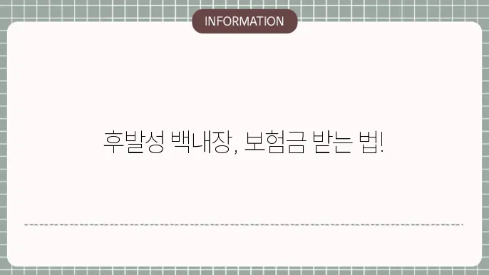 후발성 백내장 보험금: 