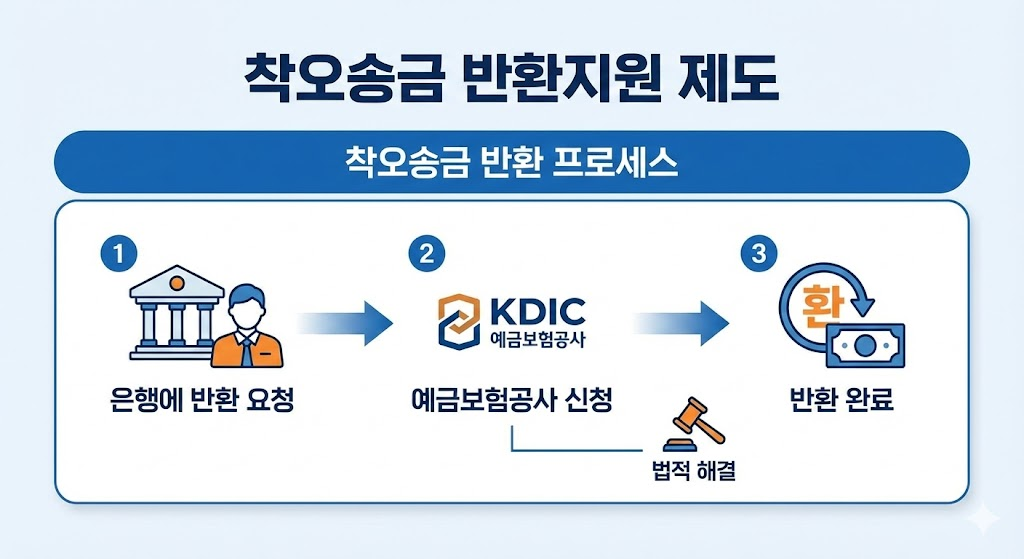 착오송금 반환 지원 제도를 설명하는 인포그래픽 이미지